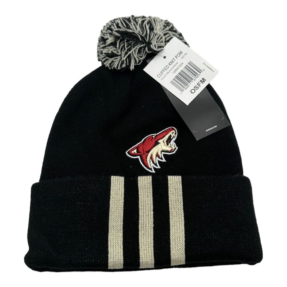NWT Adidas Arizona Coyotes NHL Hockey Knit Winter Beanie Hat w/ Pom Cuffed OSFM